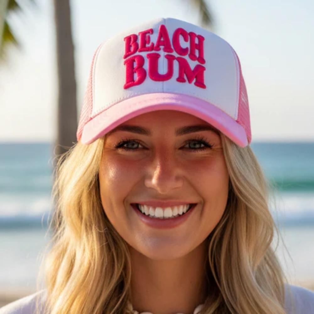 NWT Embroidered Beach Bum Trucker Hat
